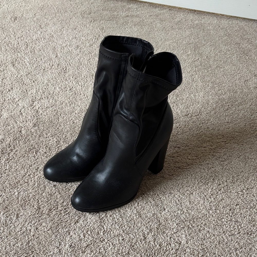 Fashion Nova Sleek Black Heeled Boots